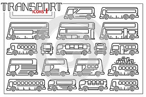 Vector line graphic. Set of icons bus