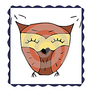 Vector line hand drawn owl. Doodle character illustration. Cool design elements. Perfect for prints, book, magazine, kids bedroom