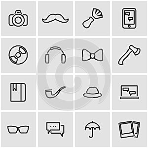 Vector line hipster icon set