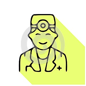 Vector line icon of doctor. Hospital clinic linear logo. Outline doctor symbol for polyclinics