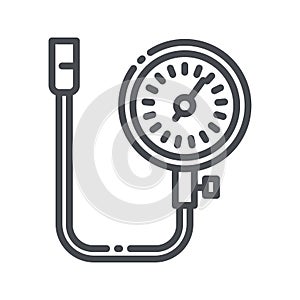 Vector line icon of a manometer, pressure gauge front view isolated