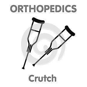 Vector line icon orthopedic crutch