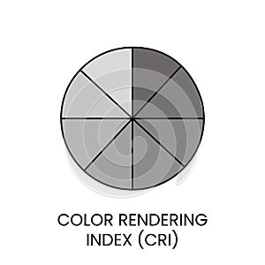 Vector line icon representing color rendering index, CRI.