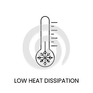 Vector line icon representing low heat dissipation