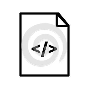 Vector line icon web document contains data from the internet coding program. File sign on the website indicates the use of HTML