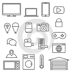 Vector line icons, set of internet of things