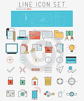 Vector line icons set. Web design elements and