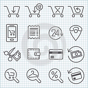 Vector line icons set for web design and user interface