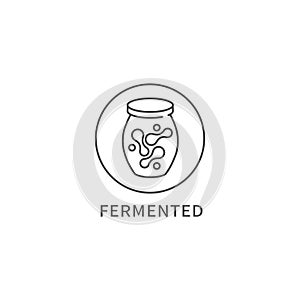 Vector line logo, badge or icon - fermented food. Symbol of healthy eating.