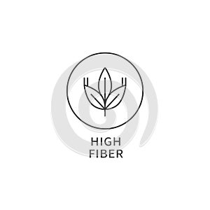 Vector line logo, badge or icon - high fiber food. Symbol of healthy eating.