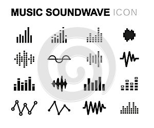 Vector line music soundwave icons set