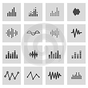 Vector line music soundwave icons set