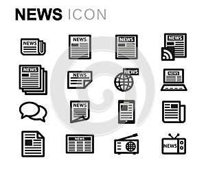 Vector line news icons set