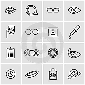 Vector line optometry icon set photo