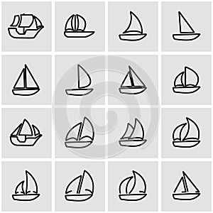 Vector line sailboat icon set