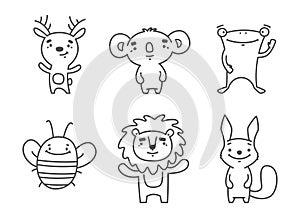 Vector line set of cute animals