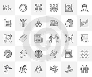 Vector line set of icons for career and training.