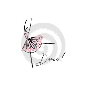 Vector line silhouette of elegant ballerina. Dancer icon