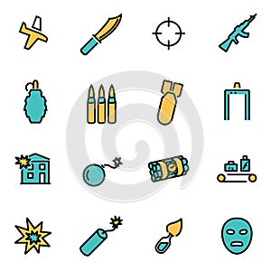 Vector line terrorism set