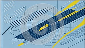 Vector line web banner for computer science. Linear modern concept. Open path.