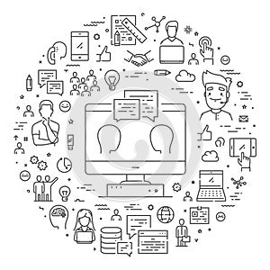 Vector line web banner for feedback