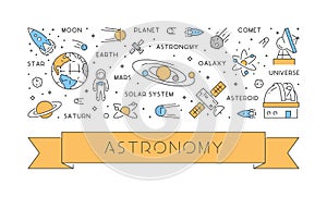 Vector line web concept of astronomy