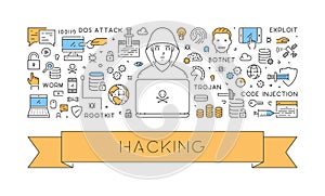 Vector line web concept of hacking