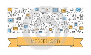 Vector line web concept for messenger