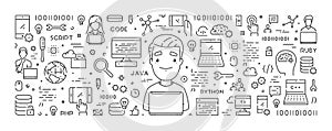 Vector line web concept for programming training