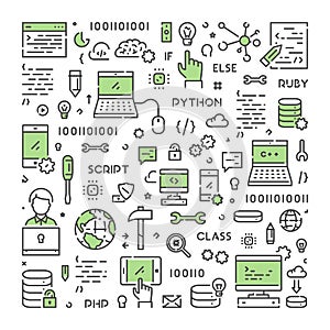 Vector line web concept for programming