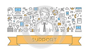 Vector line web concept of support