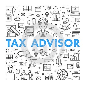Vector line web concept for tax advisor