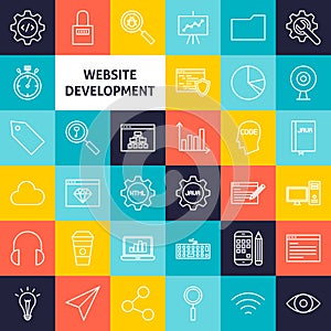 Vector Line Website Development Icons