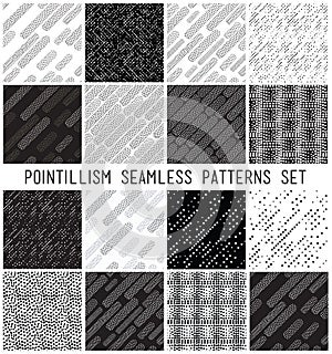 Vector lineal geometric seamless patterns set.