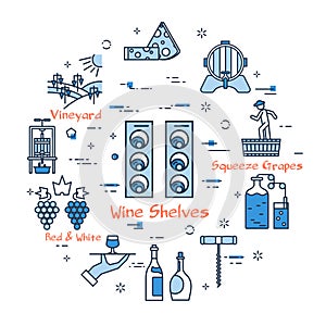 Blue round Wine Shelves concept