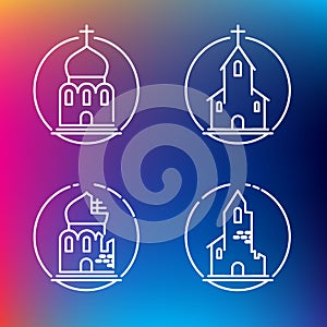 Vector linear churches icons
