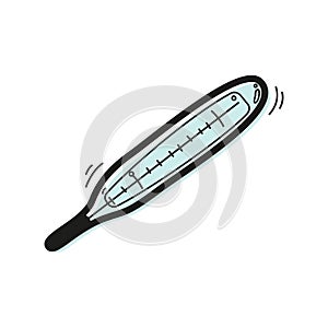Vector linear color icon in the form medical thermometer