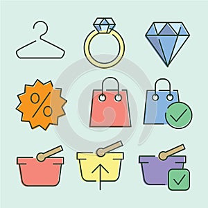 Vector linear flat color icons