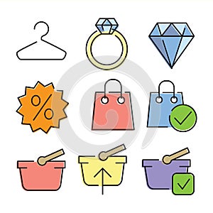 Vector linear flat color icons