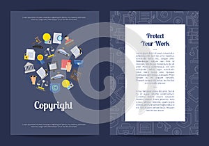 Vector linear and flat style copyright elements photo