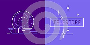 Vector linear icon astronomy. Astrophysics concept logo design.
