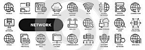 Vector linear icons of computer network technology