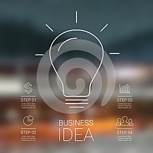 Vector linear light bulb infographic. Template for circle diagram, graph, presentation and round chart. Business startup