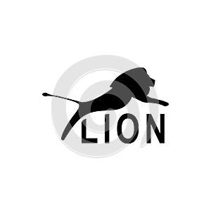 Vector lion silhouette view side for retro logos, emblems, badges, labels template vintage design element. Isolated on white