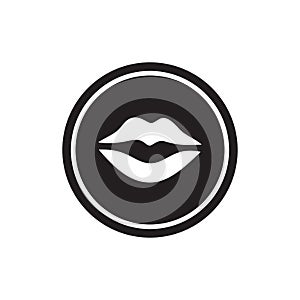 Vector lips icon, womans mouth logo icon design template elements