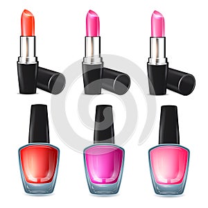 Vector lipstick and nail polish set