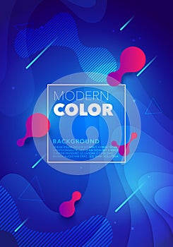 Vector liquid color futuristic design poster background. Blue fluid gradient shapes composition for flyer, banner, web, cover.