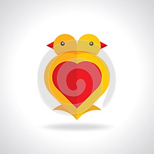 Vector of little love birds. Happy Valentines day!