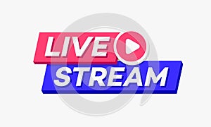 Vector live stream logo bold 3d style with play button