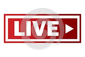 Vector live stream logo. Red Live button. Live broadcast sign. Online broadcasting symbol. Stock image